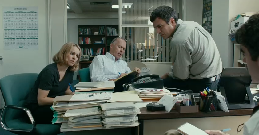 Spotlight McCarthy film movie McAdams Keaton Ruffalo Pfeiffer Robinson Rezendes
